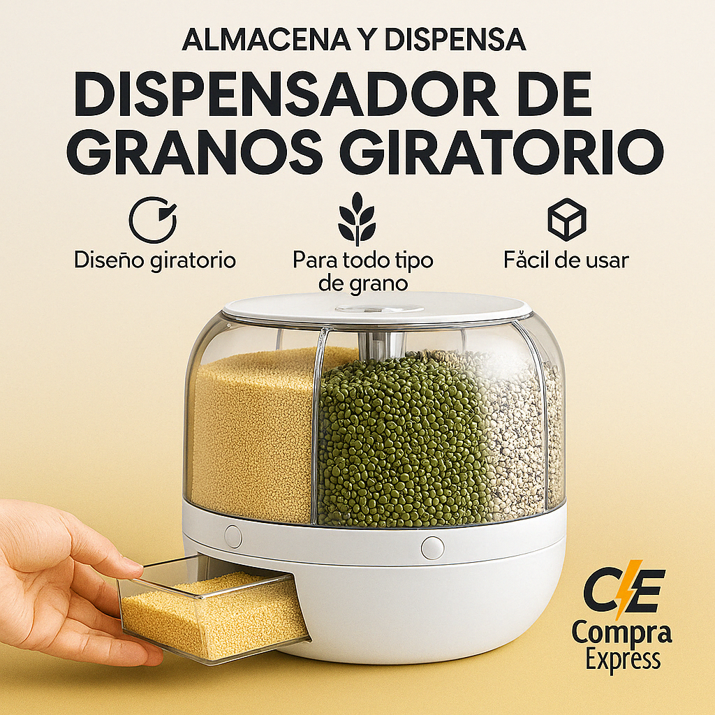 🌀 Dispensador de Granos 360° — ¡Organiza tu cocina como una profesional! 🍽️✨
