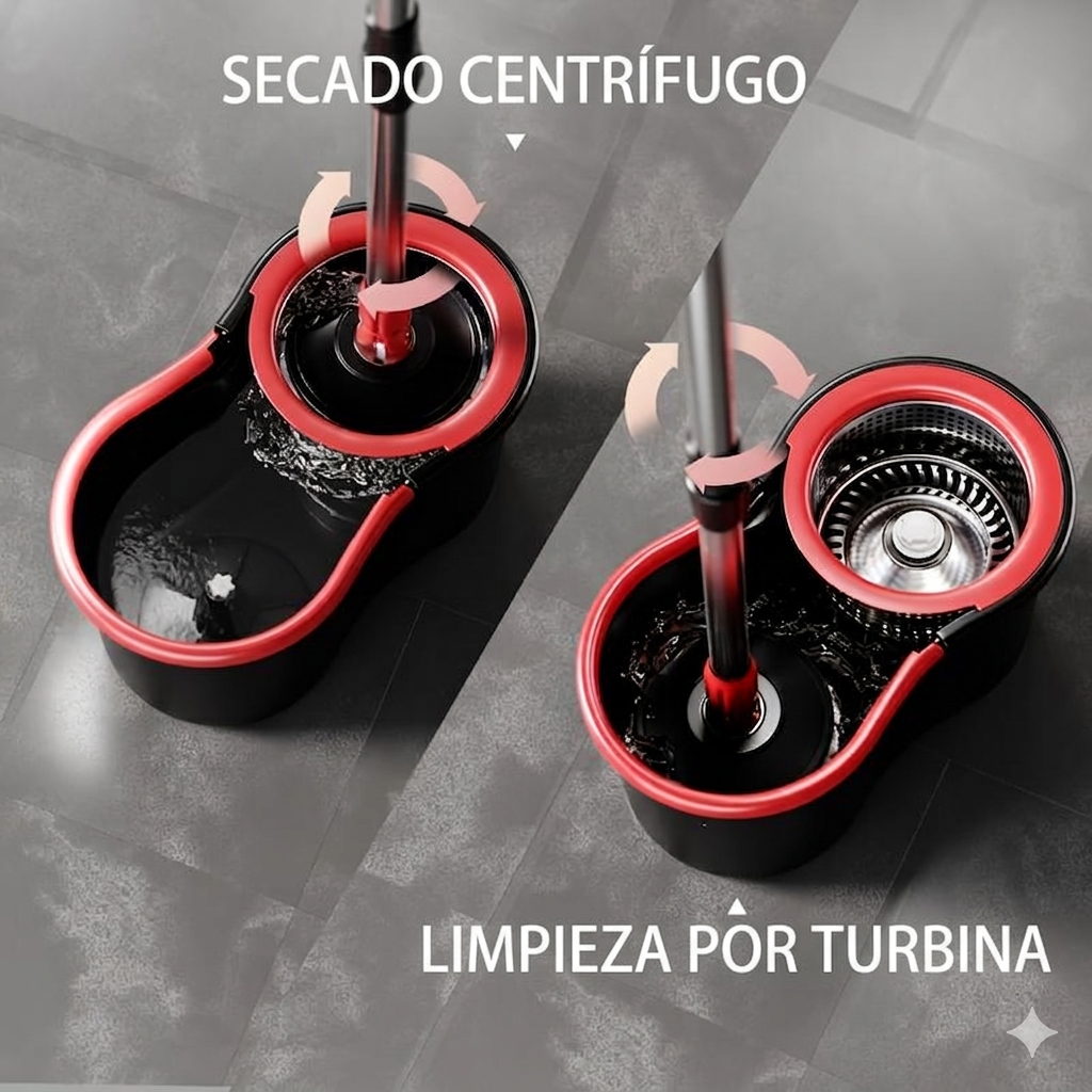 Trapeador con cubeta + 2 mopas de repuesto