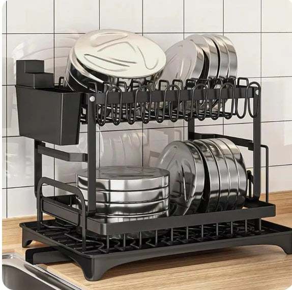 ESCURRIDOR DE PLATOS DE 2 NIVELES CON DRENAJE