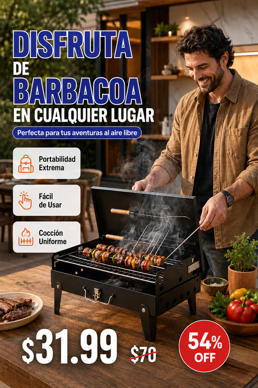 Parrilla Portátil de Carbón + mas accesorios