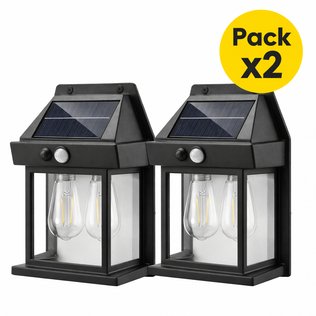 Kit 2 Lámparas Solares LED de 2 focos internos