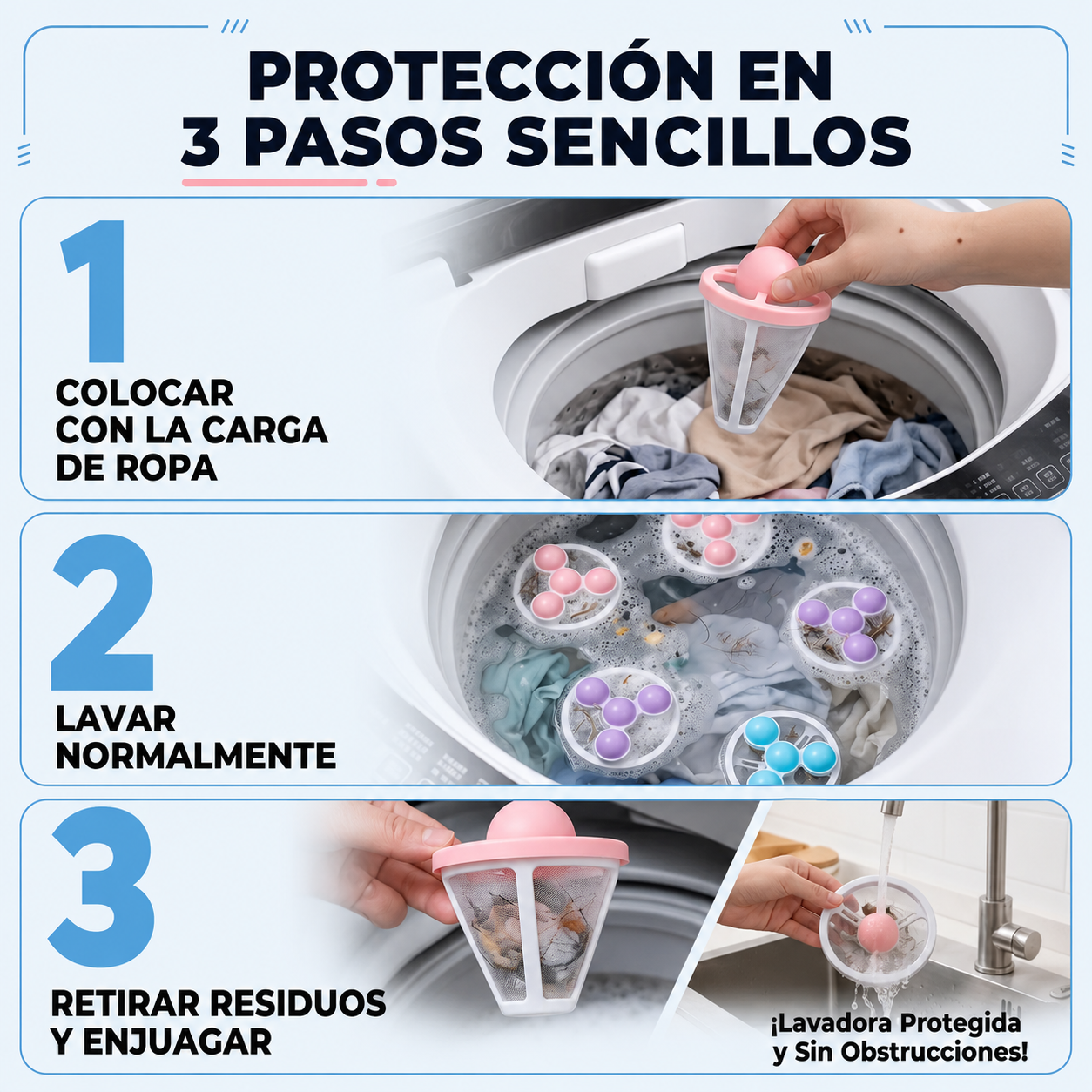 SET X2 FILTROS QUITAMOTAS PARA LAVADORA