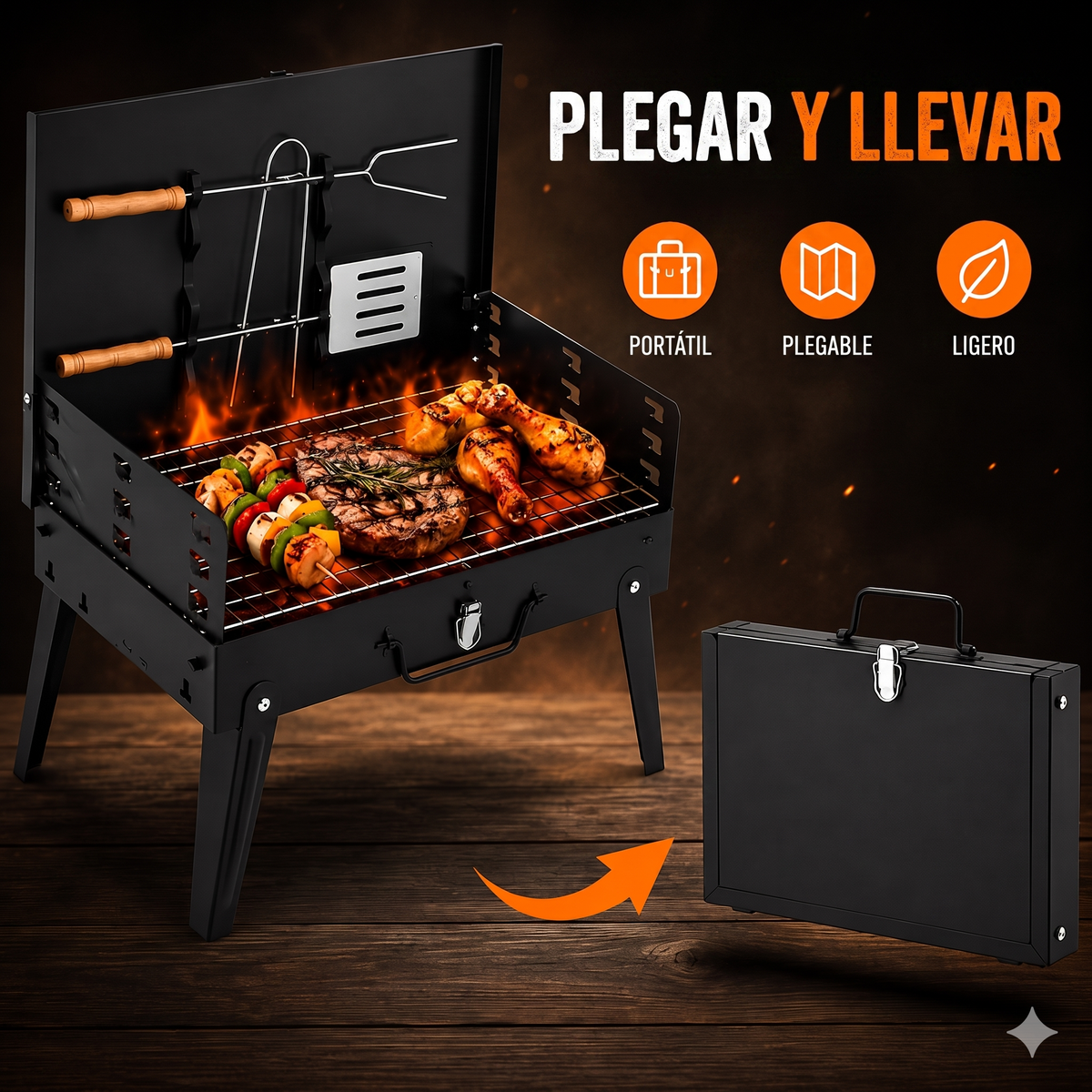 Parrilla Portátil Plegable con Accesorios