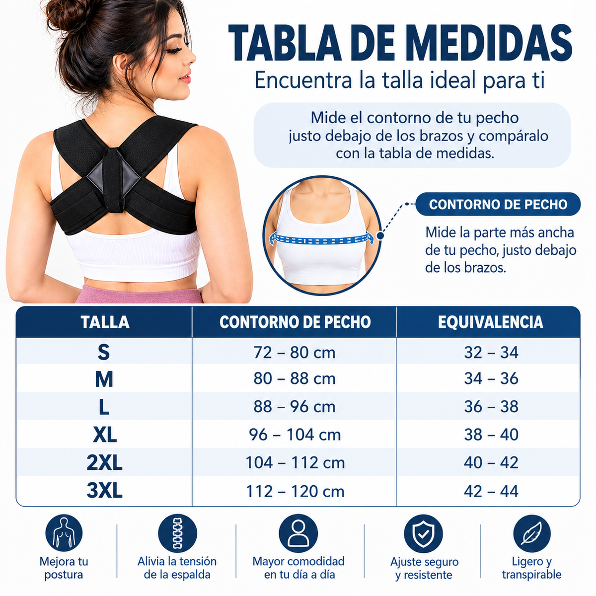 Corrector de postura para hombres y mujeres