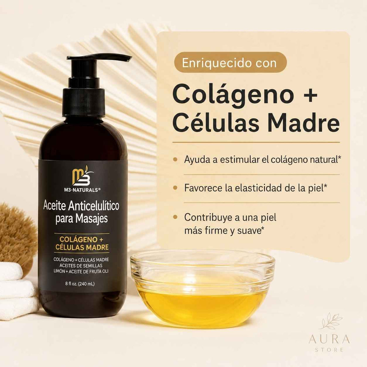 M3-NATURALS Aceite anticelulítico para masajes