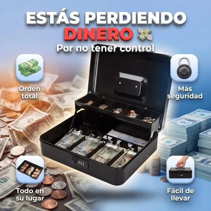 Caja portátil de seguridad con cerradura de clave, bandeja escalonada
