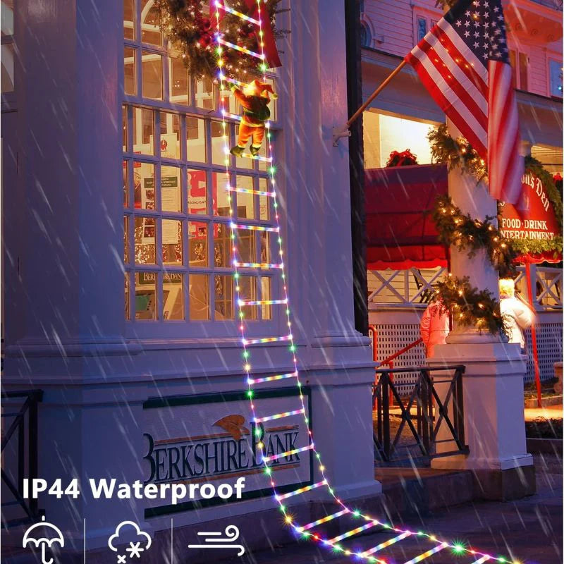 Escalera decorativa + 2 Papá Noel