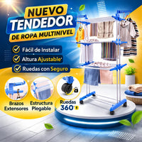 Tendedero Multinivel con Ruedas plegable vertical