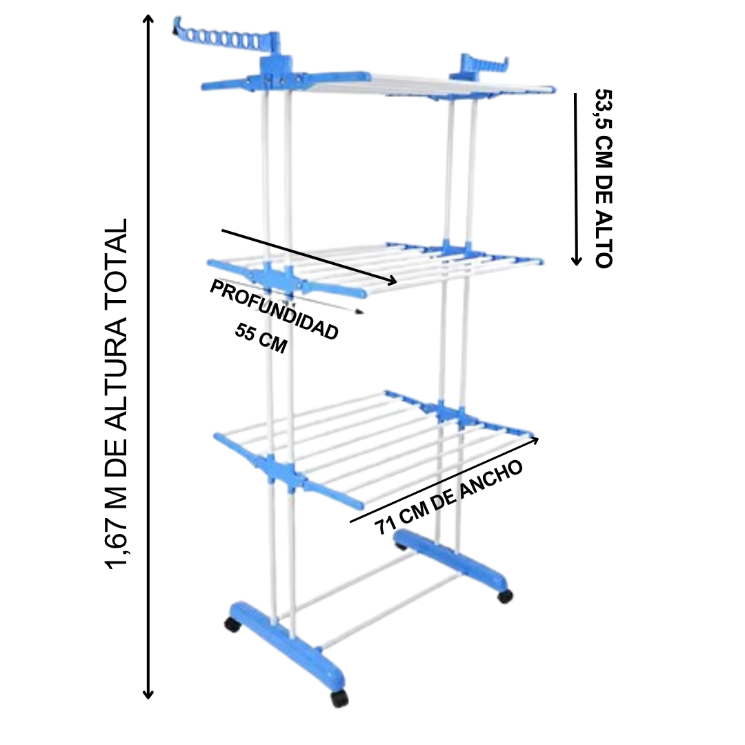 Tendedero Multinivel con Ruedas plegable vertical