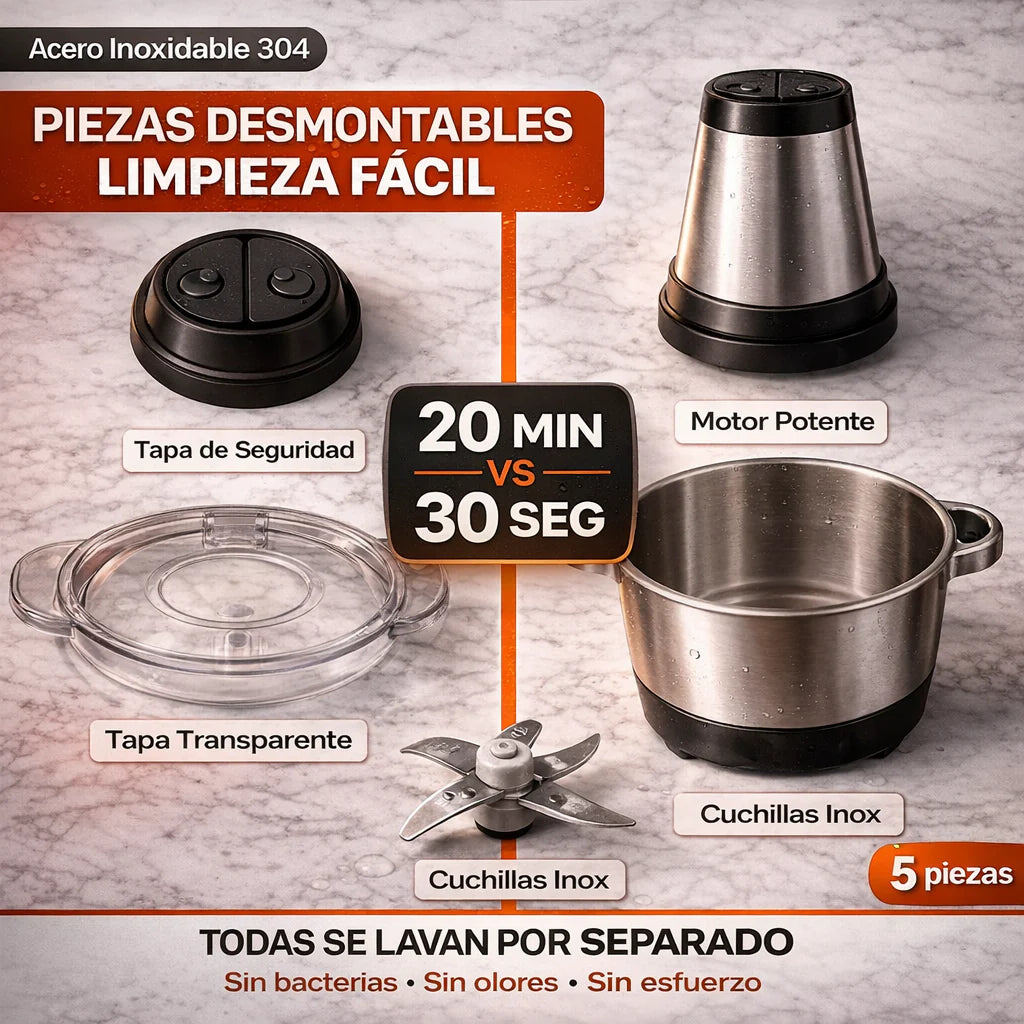 Picador Electrico Inox 2 L Profesional+🎁EBOOK de recetas
